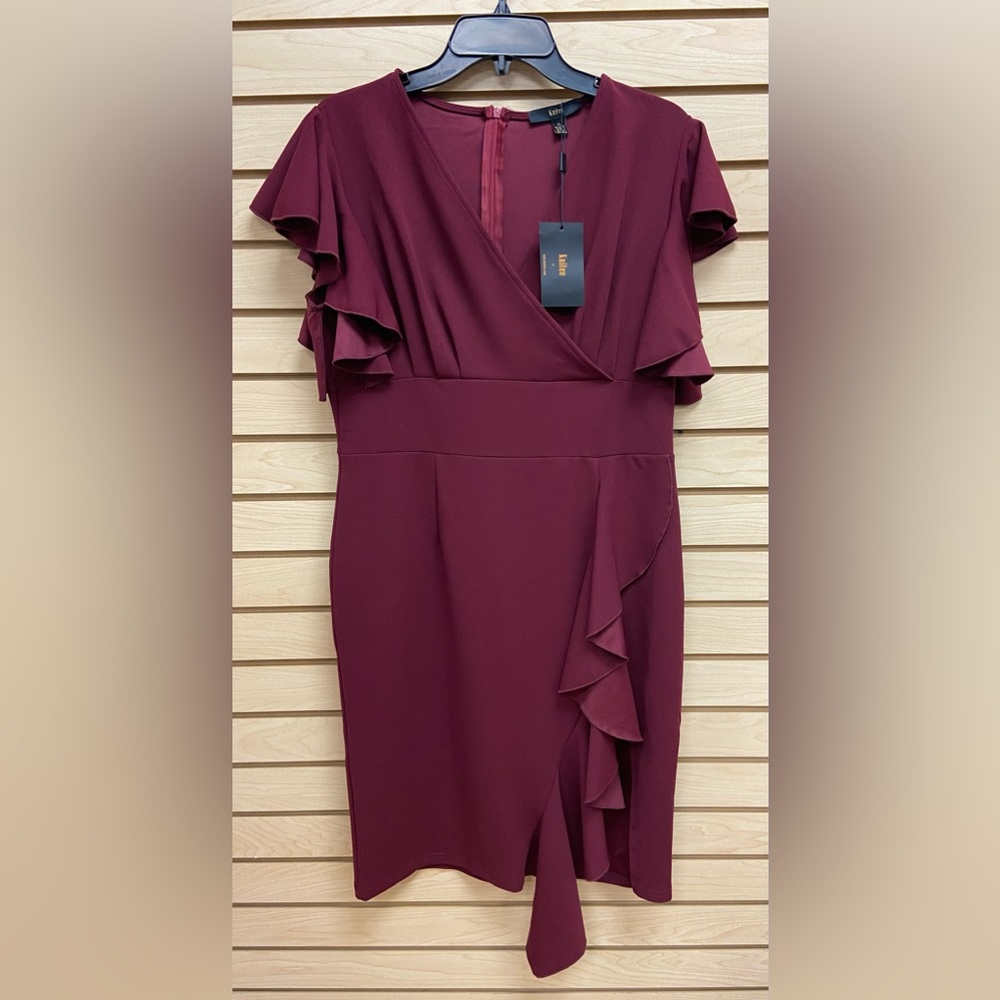 NWT KNITEE FASHIONABLE WOMEN BURGUNDY DRESS SIZE EXTRA LARGE